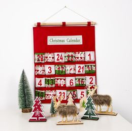 Christmas Print Calendar Bag Festival Decorations Creative Multi-layer Candy Toy Storage Bag New Year Countdown Hang Bags Parlour Ornament SN