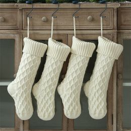 Hot sales New style knitted Christmas Stocking Christmas decoration socks woolen yarn Christmas socks children's candy gift bag T9I00529