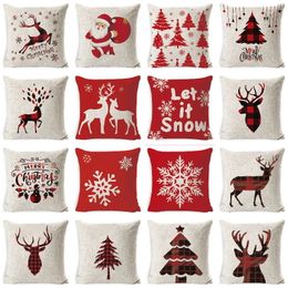 Christmas Pillow Case Pumpkin Sofa Throw Pillowcase Printed Pillow Cover Plaid Pillow Case Christmas elk Pillowslip T9I00559