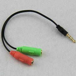 Wholesale 200pcs/lot 2 to 1 Audio Cable Adapter Line conversion head into two mobile phone headset computer mp3 player game box