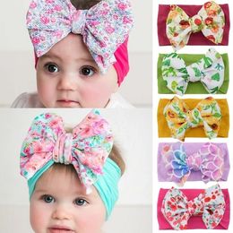 80pcs Children Bow Tie printing Headbands Girls Bowknot Hairbands Soft Nylon Elastic Headband Hair Accessories for Kids Party Favor T500270