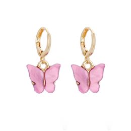 Arylic Butterfly earrings Coloured butterfly dangle ear ring clip Chandelier women earrings fashion Jewellery will and sandy new