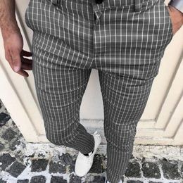 Mens Pants Mens Plaid Trousers Male Social Slim Fit Streetwear Clothing Sweatpants Joggers Casual Business Soft Summer Fashion