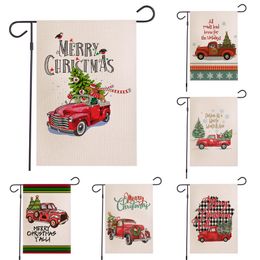 Christmas Car Series Garden Flag Waterproof Linen Festival Flags Double Side Yard Holiday Flag 30*45CM WB2688