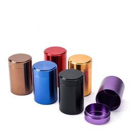 6 Colours Beautiful Aluminium Jar Tea Tin Box 45x70mm Small Cylinder Sealed Cans Coffee Tea Tin Container Storage Box SN4698