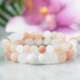 MG0970 Pink Aventurine Lava Rock Bracelet Womens Essential Oil Diffuser Bracelet Set Handmade Healing Crystals Bracelet