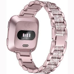 Bling Diamond watch Band For Fitbit Versa 2 Stainless Steel Strap women Wrist Bracelet for fitbit lite/verse 2 Band Accessories