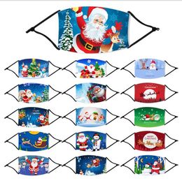 Christmas Masks Santa Clause Elk Snowman Print Face Mask Adjustable Party Mouth Cover With Philtre Xmas Adult Anti Dust PM2.5 Mask LSK1164