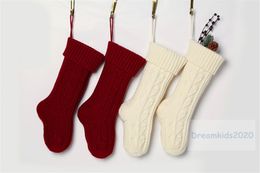 New Knit Santa Claus Candy Gift Socks Xmas Tree Hanging Ornament Decoration For Home Christmas socks with berry branches