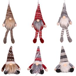 Handmade Santa Tomte Gnome Christmas Tree Pendants Hanging Ornaments New Year Xmas Home Party Decoration JK2009PH