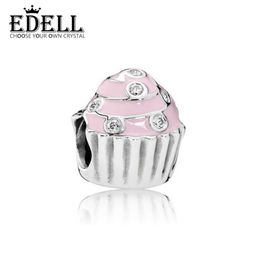 NEW 100% 925 Sterling Silver 1:1 Authentic 791891EN68 Sweet Cupcake Bead Pink with Clear CZ Bracelet Original Women Jewellery Gift