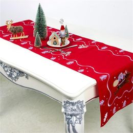 2020 New Christmas Ornament Table Cloth Santa Claus Embroidered Table Flag Restaurant Tablecloth Tea Table Wedding Banquet Decoration