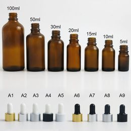 15 ml pipette Australia - 500 x 5ml 10 15 20 ml 30ml 50ml 100ml amber glass pipette dropper bottle oil serum packaging container vial