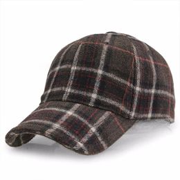 Ball Caps Winter Plaid Woollen Baseball Cap Men Women Cotton Snapbacks Hats