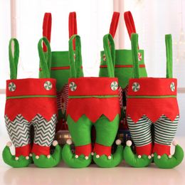 Elf Pants Stocking Christmas Decorations Ornament Xmas Fabric Candy Bag Festival Party Accessory Best Gifts 6 Colors Free Shipping LX3207