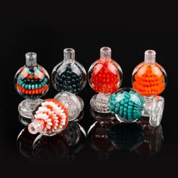 New style flower inside banger carb cap Colourful Glass Bubble ball Caps blue white Stripe For 25mm Quartz Banger Nails Dabber