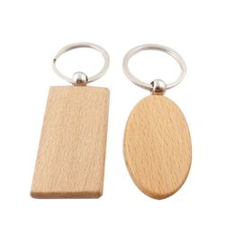 Keychains 40 Pcs Blank Wooden Key Chain DIY Wood Tags Gifts Yellow 20 Oval & 20 Rectangle1281d