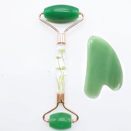 facial roller and massager NZ - 100% Natural Acrylic Handle Massager Dongling Jade Roller and Guasha Board 2-in-1 Jade Facial Massage Tool for Beauty