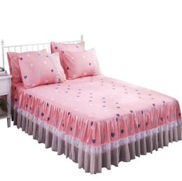 Printed Bedding sets pillowcase Supplies home Lace Ruffle Elastic sheet Couple Queen King Twin size bedspread