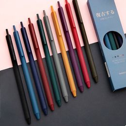En iyi Tasarım 1 ADET Üçgen Retro Jel Kalem 0.5mm Dolum 10 Renk Mevcuttur Okul Öğrenci Öğrenme Malzemeleri Ofis Kırtasiye Aracı