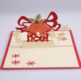 2020 Christmas Card 3D Up Cards Merry Christmas Winter Holiday Greeting Cards Gifts Bell Shape