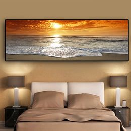 Sunsets Natural Sea Beach Landscape Posters and Prints Canvas Painting Panorama Scandinavian Wall Art Picture for Living Room LJ200908