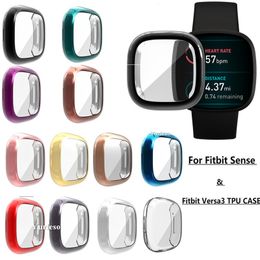 Lightweight Anti-fall Watch Case for Fitbit Sense/Fitbit Versa 3 Soft TPU Flexible Cover Full Protective Bumper Accessory Factory Direct