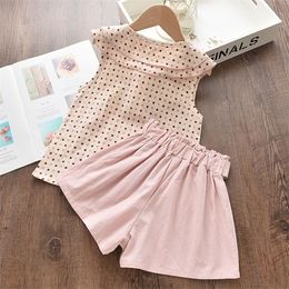 Polka Dot T-shirt+Solid Colour Shorts 2Pcs Baby Girls Clothing Sets Sweet Children's Kids Clothes Fashion Girl Clothing