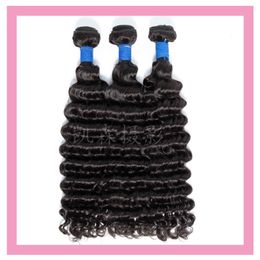 100% Human Hair Extensions Deep Wave Peruvian Virgin Hair Wefts Curly Natural Colour 3pcs Hair Bundles