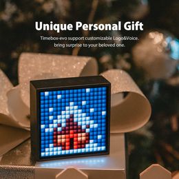 Freeshipping Bluetooth Portable Speaker with Clock Alarm Programmable LED Display for Pixel Art Creation Unique gift