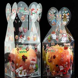 PVC Transparent Candy Box Christmas Decoration packaging bag Santa Claus Snowman Candy Gift Boxes