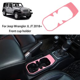 Pink Front Water Cup Holder Decorative Cover For Jeep Wrangler JL JT 2018+ Auto Internal Accessories
