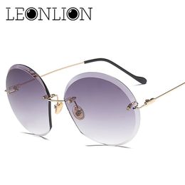 LeonLion 2020 Metal Goggle Rimless Sunglasses Women Ocean Lens Classic Brand Designer Men/Women HD Sun Glasses Women UV400 Box