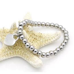 Frauen Kupfer Perlen Armband Steel Heart Charms Bitte kehren nach New York 925T Pulsera Armbänder für immer Liebe Schmuck zurück