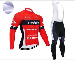 2024 TEAM Emirates Lisboa BENFICA Cycling Jersey 19D Bib Set Red Bike Clothing Mens Winter Thermal Fleece Bicycle Clothes Cycling Wear