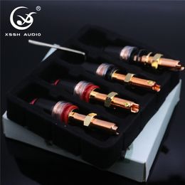 FreeShipping 4pcs 8pcs Audio HIFI Real Red copper Banana Plug Female Socket Speaker power amplifier terminal Long Short Binding Post