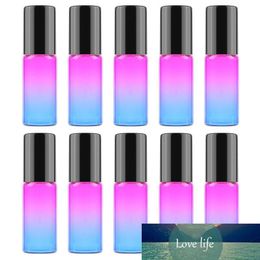 1200pcs/lot Gradient Colour 5ml Glass Roll On Roller Bottles For Essential Oils Perfume Bottle Deodorant Containers With Gold Black lid