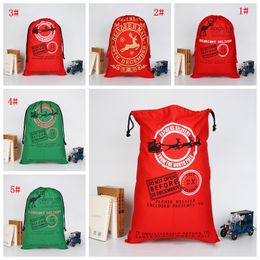 50*70cm Christmas Gift Bags Large Organic Heavy Canvas Bag Santa Sack Drawstring Bag With Reindeers Santa Claus Sack Bags For Kids BH4045 TYJ