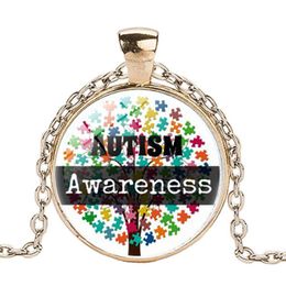 -Accessori Autism regalo Autism Awareness Jewelry Tempo pietra preziosa della collana a mano Pendente in Vetro