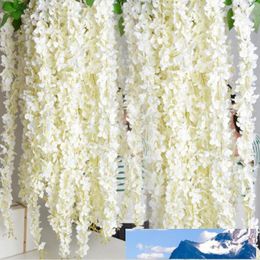 180CM White Simulation Hydrangea Flower Artificial Silk Wisteria Vine for Wedding Garden Decoration 10pcs/lot Free Shipping