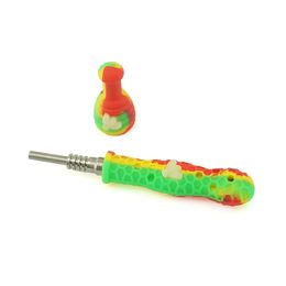 Silicone Nectar Collector Kits 14mm Titanium Tip Silicon Dab Straw Oil Pipes Nectar Collector Pipes Silicone Hookahs Pipes