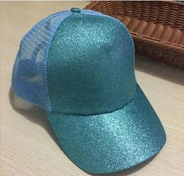 Fashion sequined baseball cap, ladies cotton back ponytail cap, glitter net cap GD652