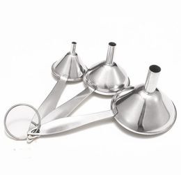 Set DHL di 3 imbuti in acciaio inox per cucina, piccoli filtratrici da cucina da cucina con manico lungo in metallo