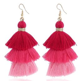 2022New Arrival Bohemia Vintage Dangles Colours Women Earrings Triple Solid Tassels Design Fashion Long Dangle Ear Rings