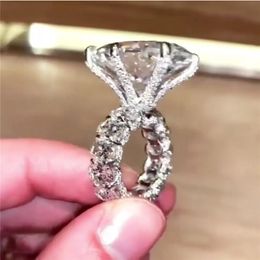 Vecalon Vintage Oval 8ct Diamond cz Ring Original 925 Sterling Silver Engagement Wedding Band Rings for women Bridal Fine Jewellery