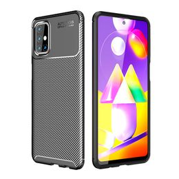 Non-slip Carbon Fiber Shockproof Cover Slim Fit Soft TPU Gel case For Samsung Galaxy M31S M51 M01 M30S M21 M31 A01 Core A11 A21 A21S A31 A41