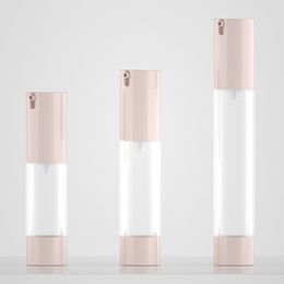 1PC 15/30ml Pink Rotating Airless Bottle, Press Vacuum Emulsion Dispensing, Desktop Bottle Liquid Clear