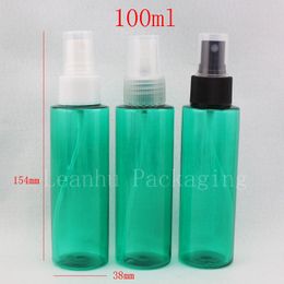 100ml X 50 green cosmetic spray bottles for cosmetics packaging, 100cc empty plastic PET container sprayer pump