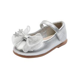 New solid color bow children's leather shoes cute princess dress party shoes fashion design girl 1-3 years old toddler Princess