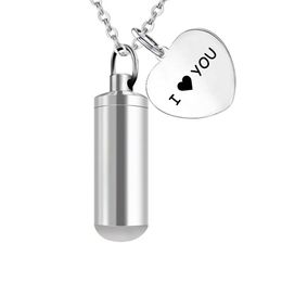 Pet/Human Ashes Pendant Keepsake Stainless Steel Silver Heart Cylinder Cremation Urn Jewelry With Fill Kit Velvet Bag